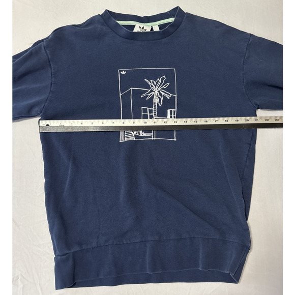 Adidas Summer Club Blue Graphic Pull Over Sweatshirt Men's Sm Athleisure Active - Picture 7 of 9